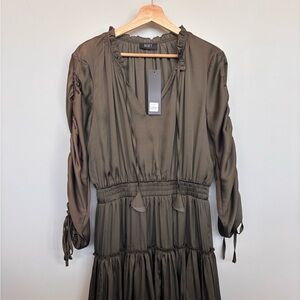 Elegant Olive Green Midi Dress